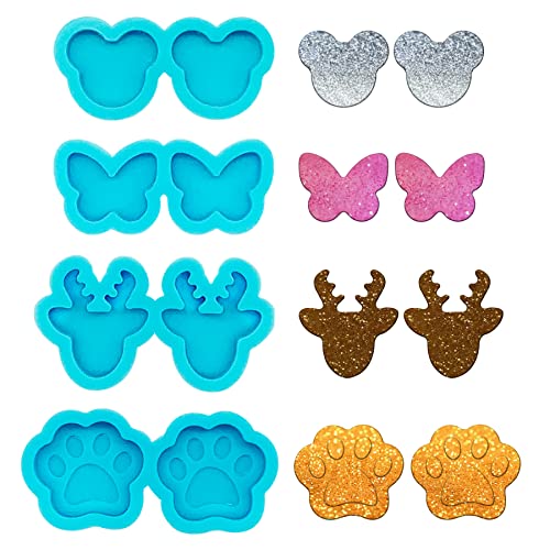 PEVOGON 4 Pairs Stud Earring Silicone Resin Mold for DIY Women Earrings Jewelry Resin Crafting - Image 1