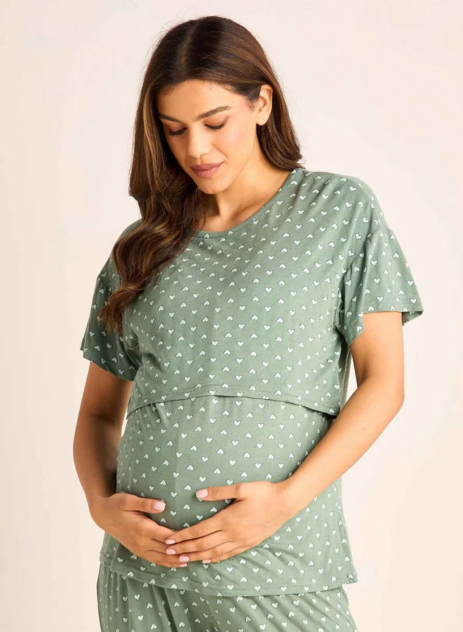 Splash FAV Printed Maternity T-shirt and Pyjama Set