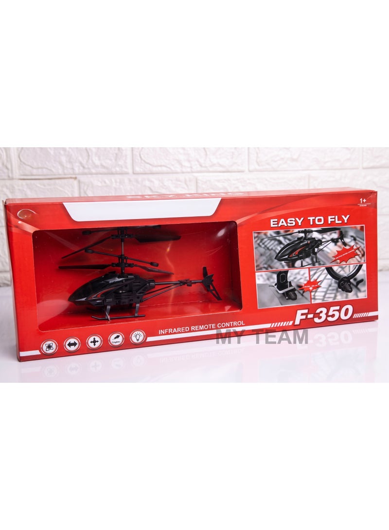 DAT Remote Control 2-Way RC Helicopter with Gyro Stabilizer, Easy-to-Fly Indoor Outdoor Flying Toy for Kids & Beginners – Black - Image 1