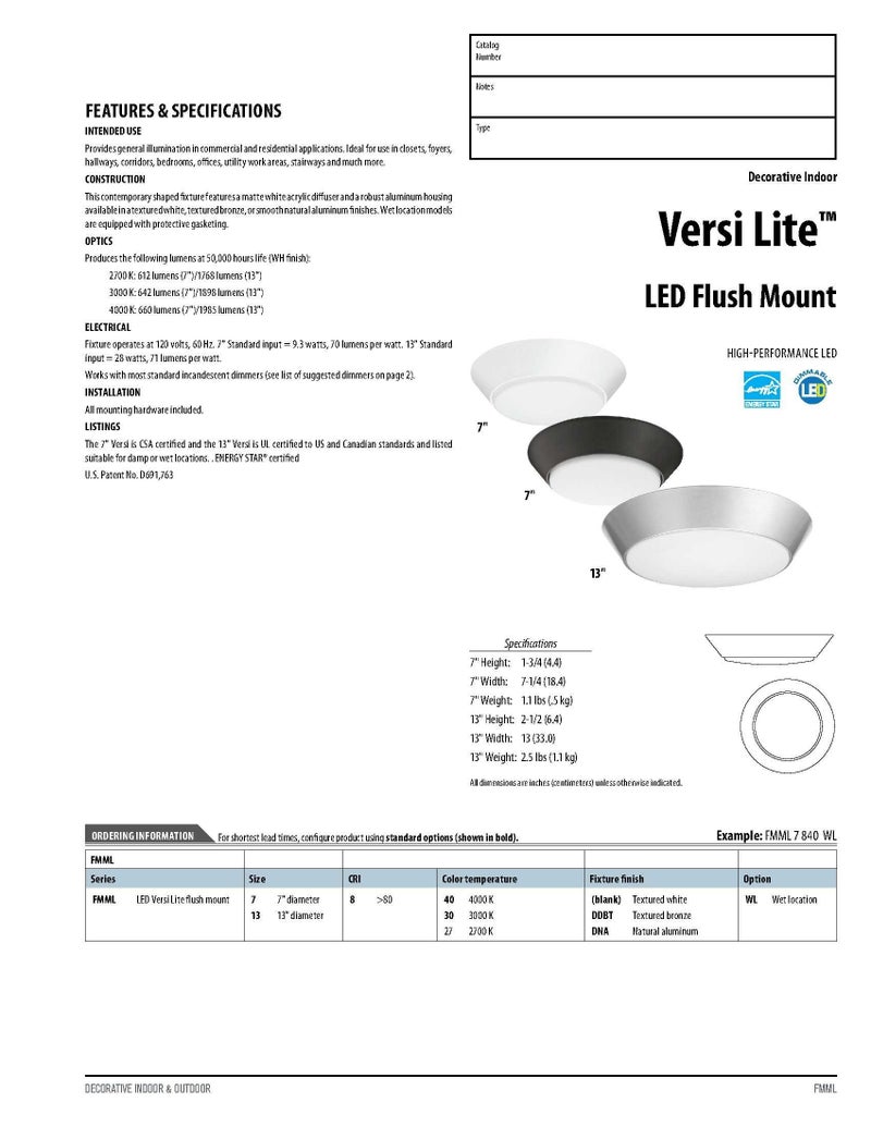 Lithonia Lighting 13 inch Round LED Flush Mount Thin Ceiling Light Mount, White, 3000K, Dimmable, Wet Listed (FMML 13 830 WL) - Image 5