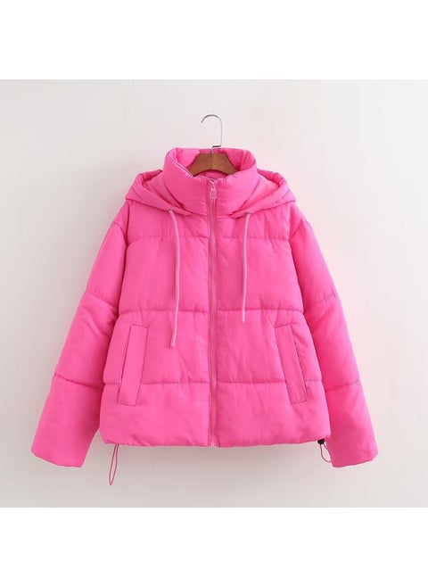 2024 Autumn Winter Womens Puffer Jacket Rose red