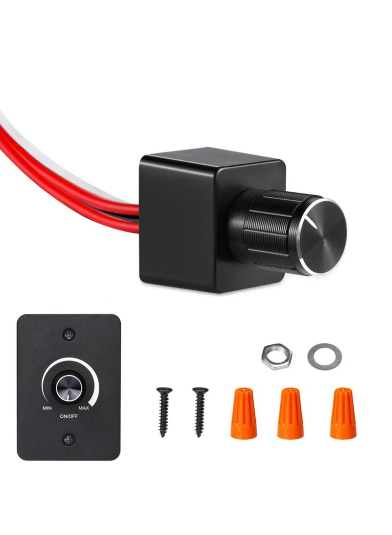 12V 5A DC Light Dimmer Switch, Rotary PWM Dimming Controller for RV, Boat, Truck LED Lights, Compatible with Halogen, Incandescent, Strip Lights - Image 1