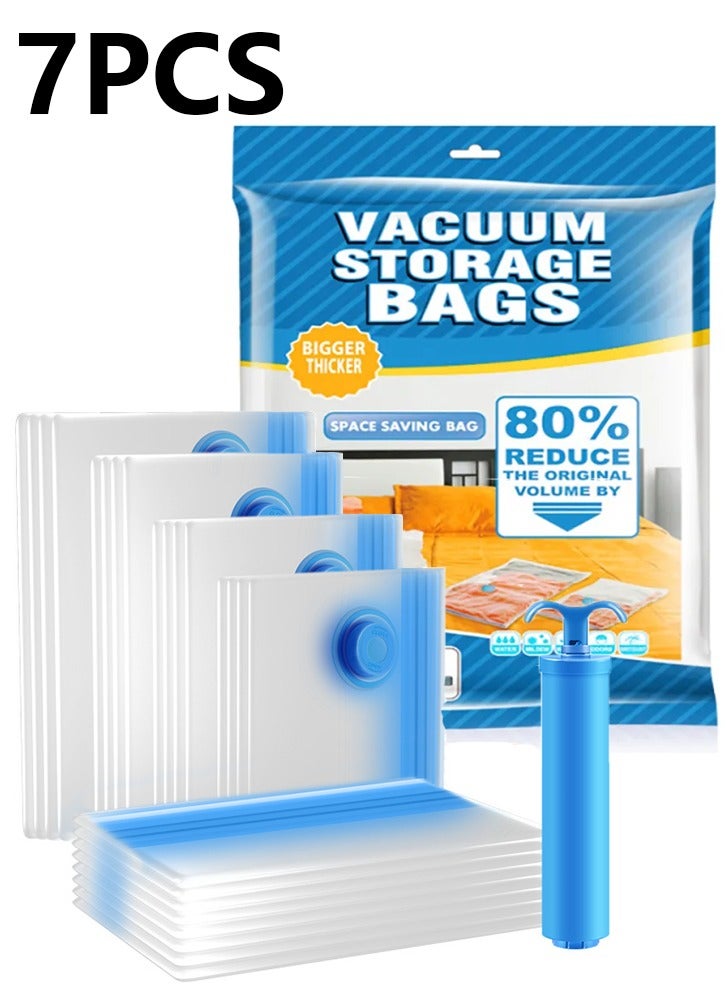 7+1Pcs  Reusable Vacuum Storage Bags With Travel Hand Pump  - Image 1