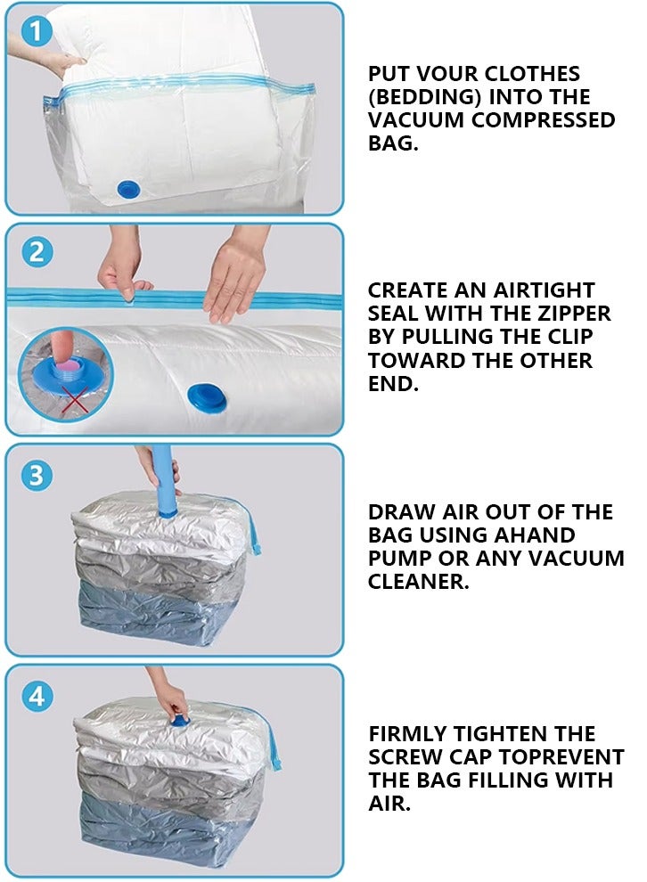 7+1Pcs  Reusable Vacuum Storage Bags With Travel Hand Pump  - Image 3