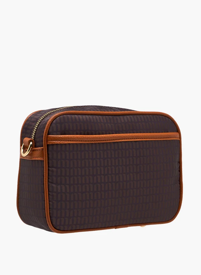 MISSY Women Monogram Print Crossbody Bag with Detachable Strap and Zip Closure