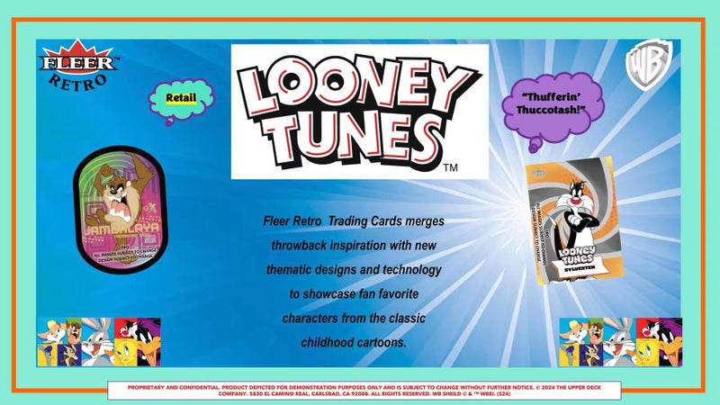 أبير ديك صندوق بطاقات التداول Fleer Retro Looney Tunes 5-Pack Blaster (السطح العلوي 2024) - Image 2