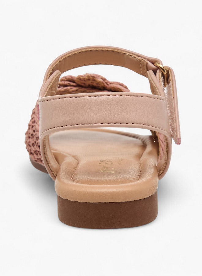 JUNIORS Girls Pearl Embellished Crochet Detail Sandals - Image 4