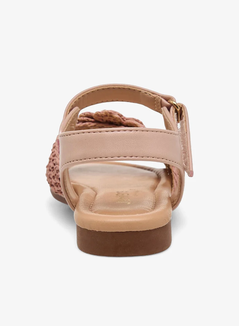 JUNIORS Girls Pearl Embellished Crochet Detail Sandals