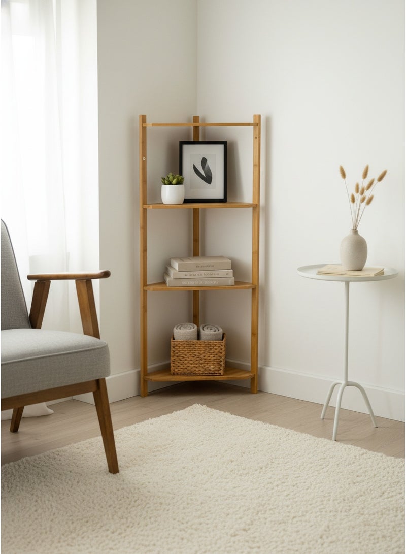 Living Elegant Wooden Corner Shelf – Multipurpose Display Rack - Image 1