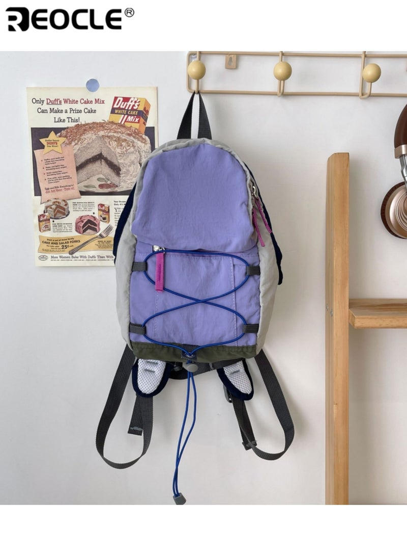 ريوكل حقيبة ظهر للأطفال بألواح متنوعة حقيبة مدرسية يومية عارضة حقيبة ظهر خفيفة للنزهات الخارجية حقيبة ظهر عملية متعددة الجيوب لتخزين المواصلات اليومية - Image 4