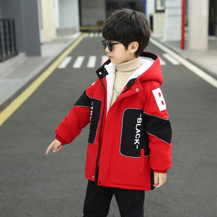 Children'S Clothing Winter Clothing Plus Velvet Coat Korean Version Of The Big Boys Handsome Thick Trench Coat In The Long - Image 1