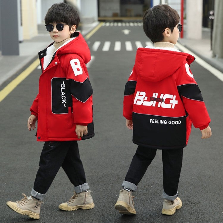 Children'S Clothing Winter Clothing Plus Velvet Coat Korean Version Of The Big Boys Handsome Thick Trench Coat In The Long - Image 5
