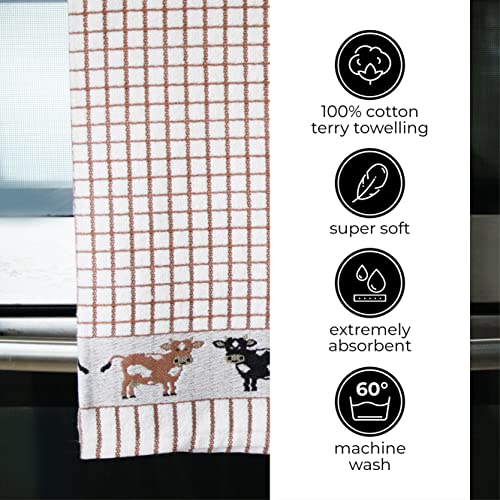 Samuel Lamont & Sons Poli Dri Tea Cotton Towel, Cows Brown - Image 2