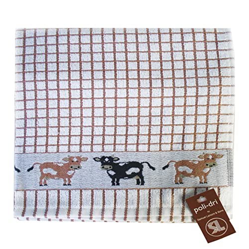 Samuel Lamont & Sons Poli Dri Tea Cotton Towel, Cows Brown - Image 1