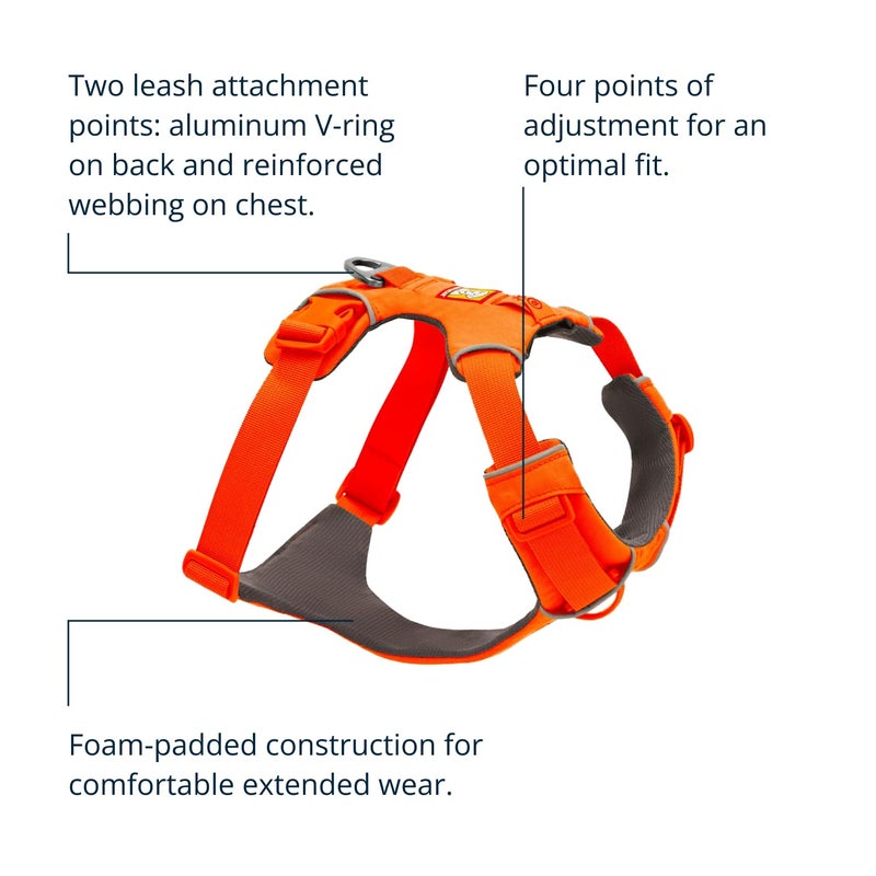 Ruffwear, Front Range Dog Harness, Reflective Soft Padded Everyday Harness with Dual Leash Clips, Adjustable and Lightweight Fit for Training or Walking for All Dogs, Blaze Orange, Large/X-Large - Image 3