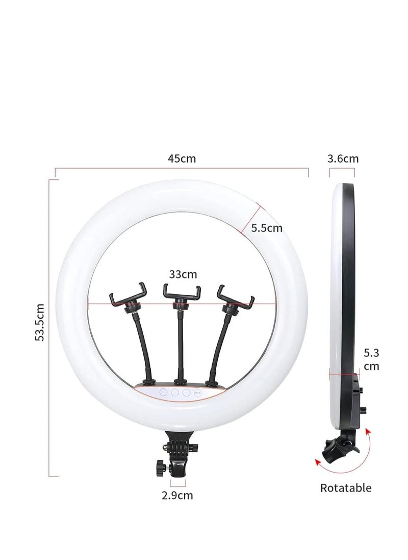 Generic - 45cm Portable Soft LED Ring Light with 16 Color RGB Lights and 3 Mobile Phone Holders and a Mini Tripod for YouTube Recording, InstaReel, Live Streaming, Makeup Videos - Image 1