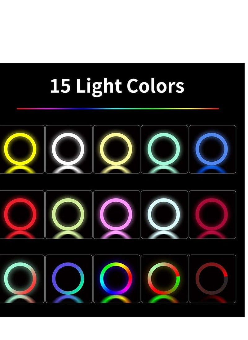 Generic - 45cm Portable Soft LED Ring Light with 16 Color RGB Lights and 3 Mobile Phone Holders and a Mini Tripod for YouTube Recording, InstaReel, Live Streaming, Makeup Videos - Image 1