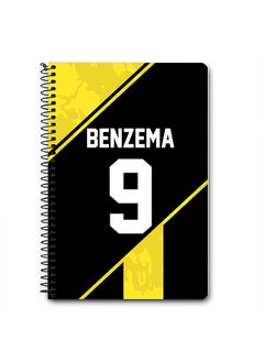 Stylizedd Designer A5 Spiral Notebook Memo Notepad Journal -  Football Player Name - Benzema Jersey no 9 Design B