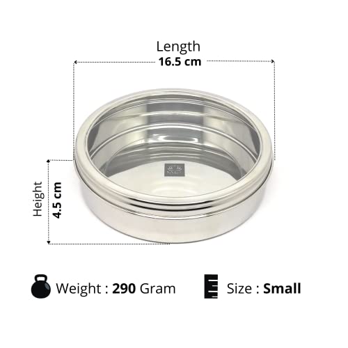 NYRA® Stainless Steel Food-Grade Flat Storage Container with Transparent Lid, 1100 ml, Silver Multipurpose Storage Box - Image 4