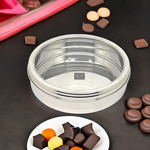 NYRA® Stainless Steel Food-Grade Flat Storage Container with Transparent Lid, 1100 ml, Silver Multipurpose Storage Box - Image 3