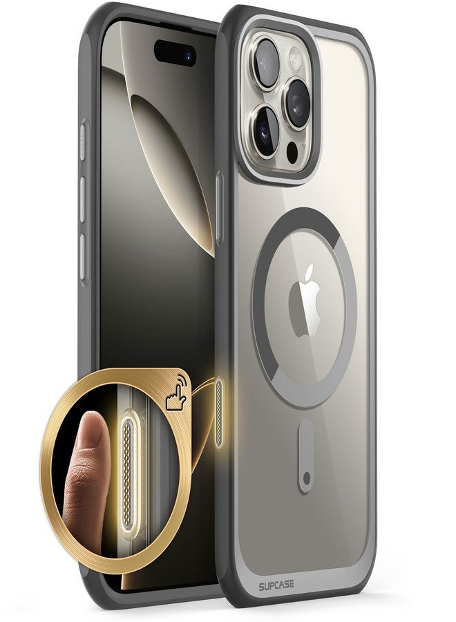 سوبكيس جراب SUPCASE لهاتف iPhone 16 Pro Max مع زر تحكم بالكاميرا (يونيكورن بيتل ماج)، [متوافق مع MagSafe] [حماية فائقة] جراب هاتف مغناطيسي شفاف رفيع مقاوم للصدمات، رمادي - Image 1