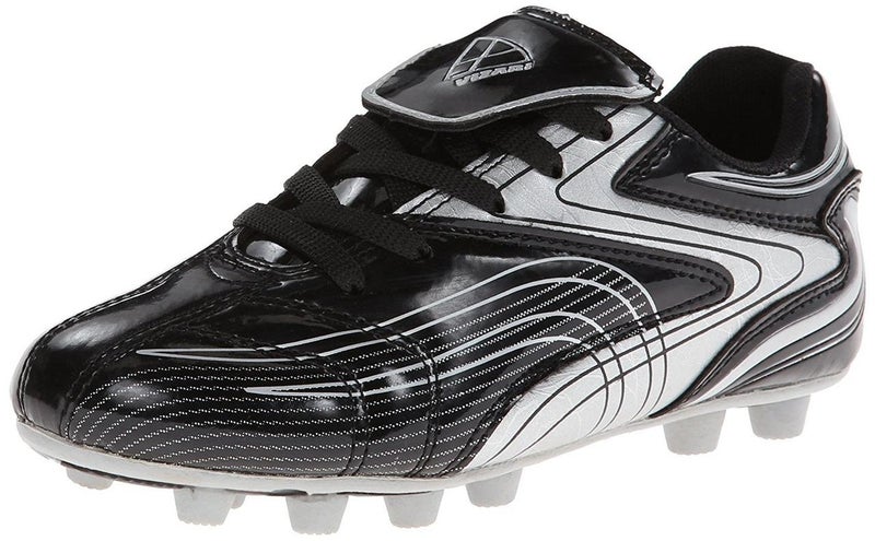 Vizari Striker FG Soccer Shoes | Firm Ground Cleats for Outdoor Surfaces and Fields | Lightweight and Easy to wear Youth Outdoor Soccer Cleats | Black/Silver | 3 Little Kid - Image 1