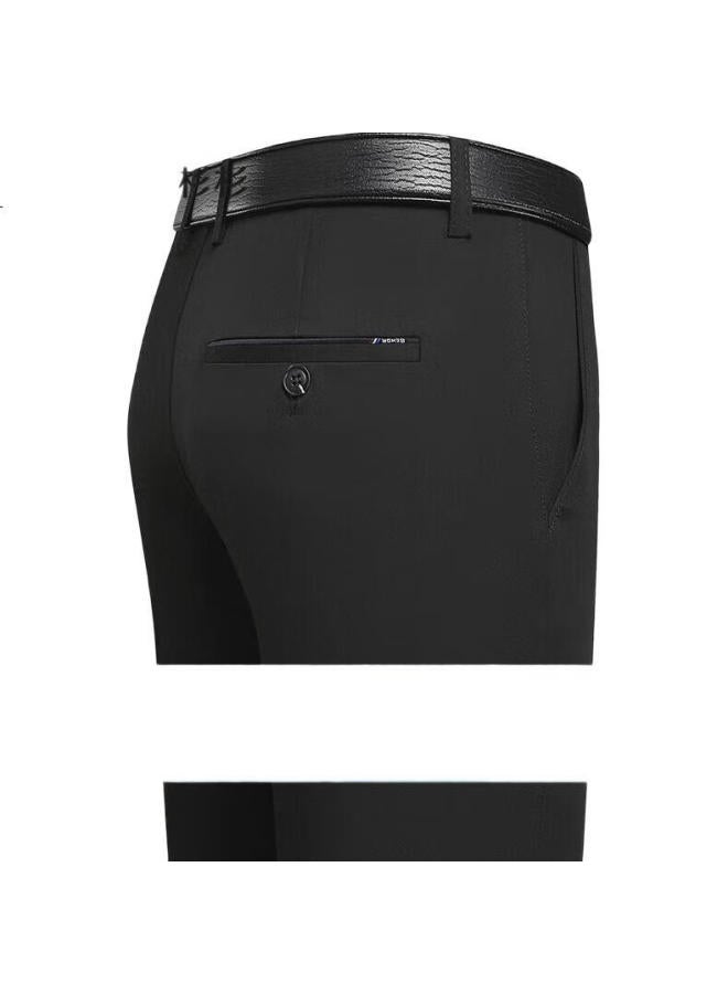 FIRS Casual Pants For Men, High-Waist Business Style, Spring And Autumn, Straight-Leg Loose-Fit Trousers For Middle-Aged And Elderly, Navy Blue, Size 35 - Image 3