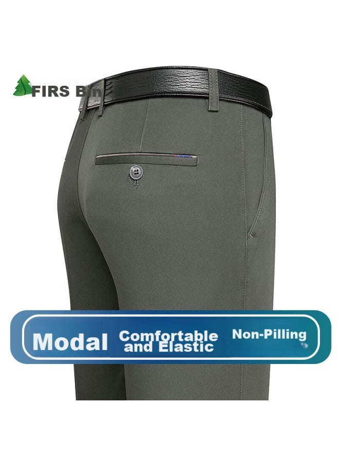 Firs Casual Pants For Men, High-waist Business Style, Spring And Autumn, Straight-leg Loose-fit Trousers For Middle-aged And Elderly, Navy Blue, Size 35 - Image 4
