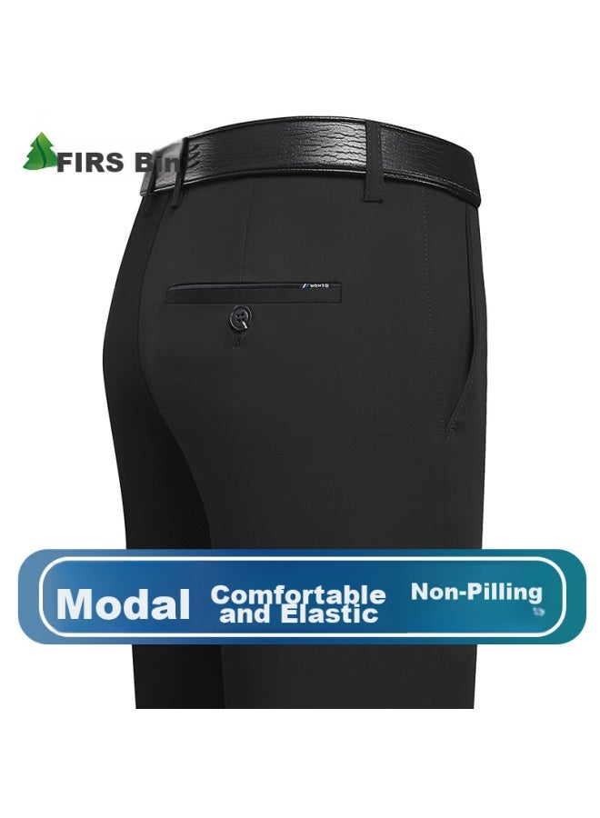 Firs Casual Pants For Men, High-waist Business Style, Spring And Autumn, Straight-leg Loose-fit Trousers For Middle-aged And Elderly, Navy Blue, Size 35 - Image 2