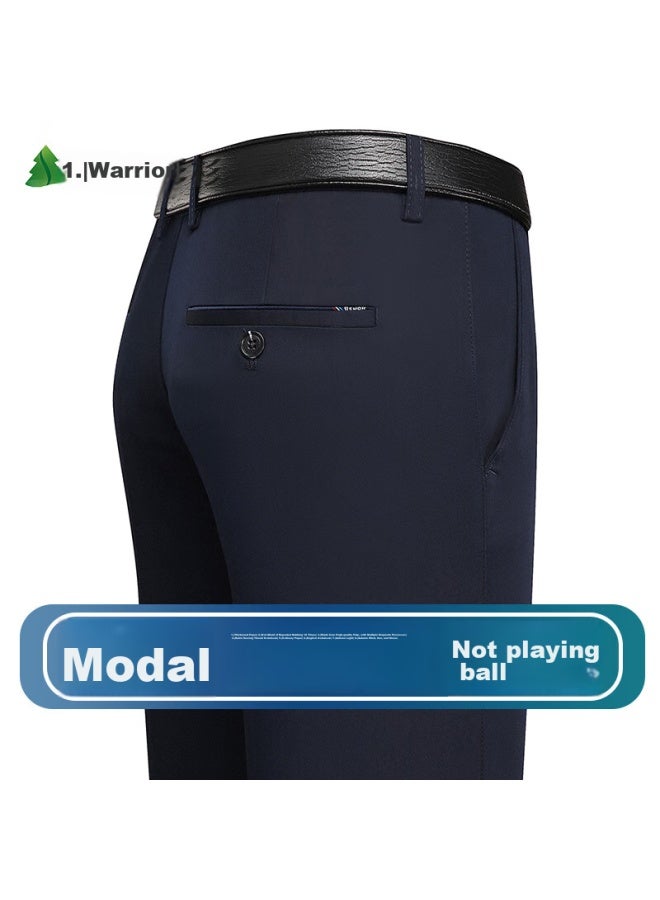 Firs Casual Pants For Men, High-waist Business Style, Spring And Autumn, Straight-leg Loose-fit Trousers For Middle-aged And Elderly, Navy Blue, Size 35 - Image 3