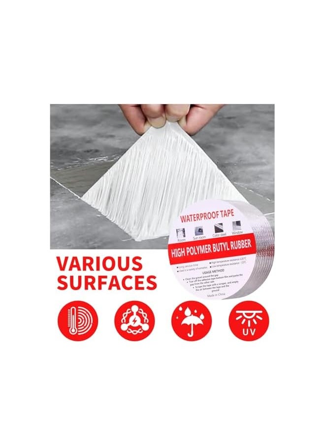 PROMASS - promass Butyl Waterproof Fireproof Tape, 2 Rolls 2" X 16.4'L - Plumbers Tape and Aluminum Tape for RV Repair, Boat, Pipe Sealing, Window, Roof Leak Repair, PVC Ducts, Cement Floors - Image 1