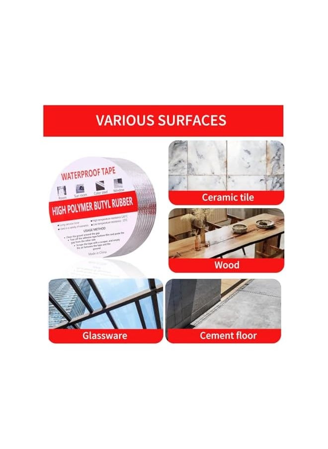 PROMASS - promass Butyl Waterproof Fireproof Tape, 2 Rolls 2" X 16.4'L - Plumbers Tape and Aluminum Tape for RV Repair, Boat, Pipe Sealing, Window, Roof Leak Repair, PVC Ducts, Cement Floors - Image 1