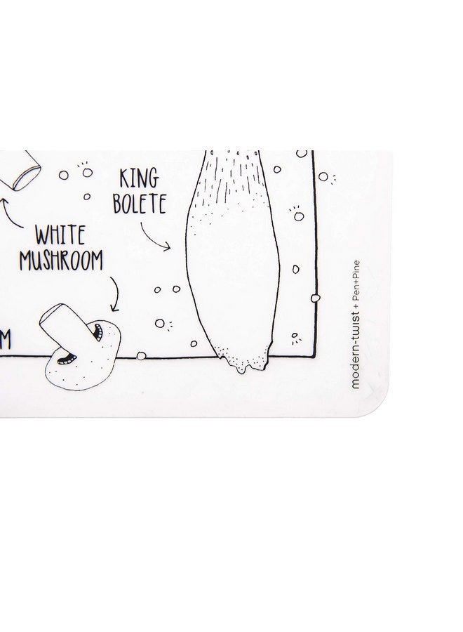 modern-twist MODERN-TWIST Waterproof, Dishwasher Safe Mark, Mat & Marker Set, Mighty Mushrooms  - Image 4