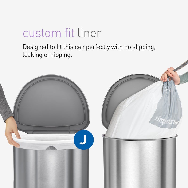 simplehuman Code J 200 Count, Dispenser Pack Custom Fit Liners, Drawstring Trash Bags, 30-45 Liter / 8-12 Gallon, White - Image 3