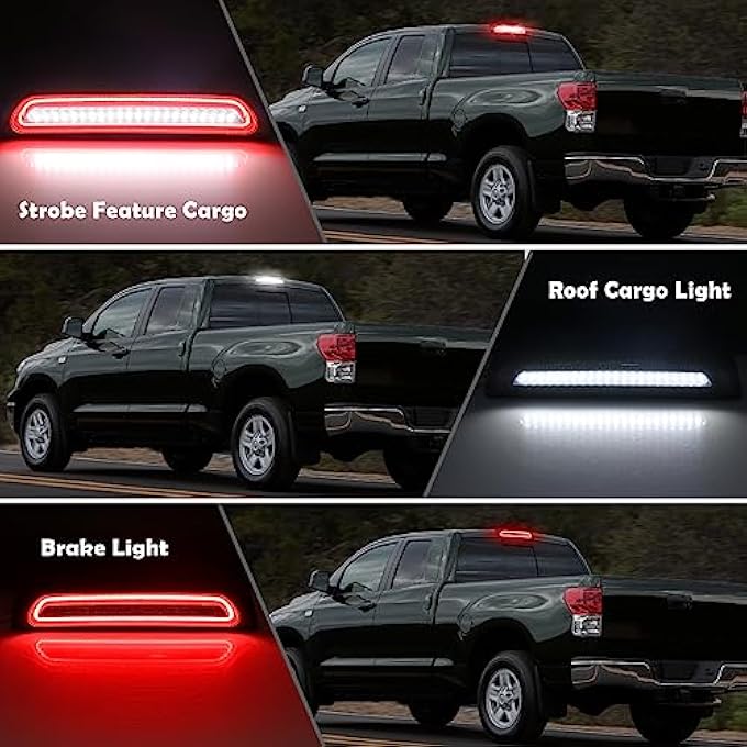 AUYICH Led Third Brake Light Compatible With Tundra 20072021 Rear Center High Mount Stop Light F1 Style Strobe Roof Cargo Lamp 3Rd Brake Light Assembly Replace Smoked Lens PlugPlay Waterproof - Image 3