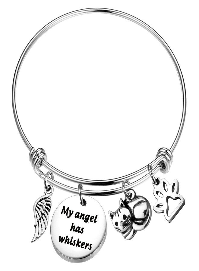 bobauna Pet Memorial Keychain My Angel Has Whiskers Pet Loss Jewelry Sympathy Loss Of Cat Gift For Cat Lover Family Friend (cat whiskers bracelet) - Image 1