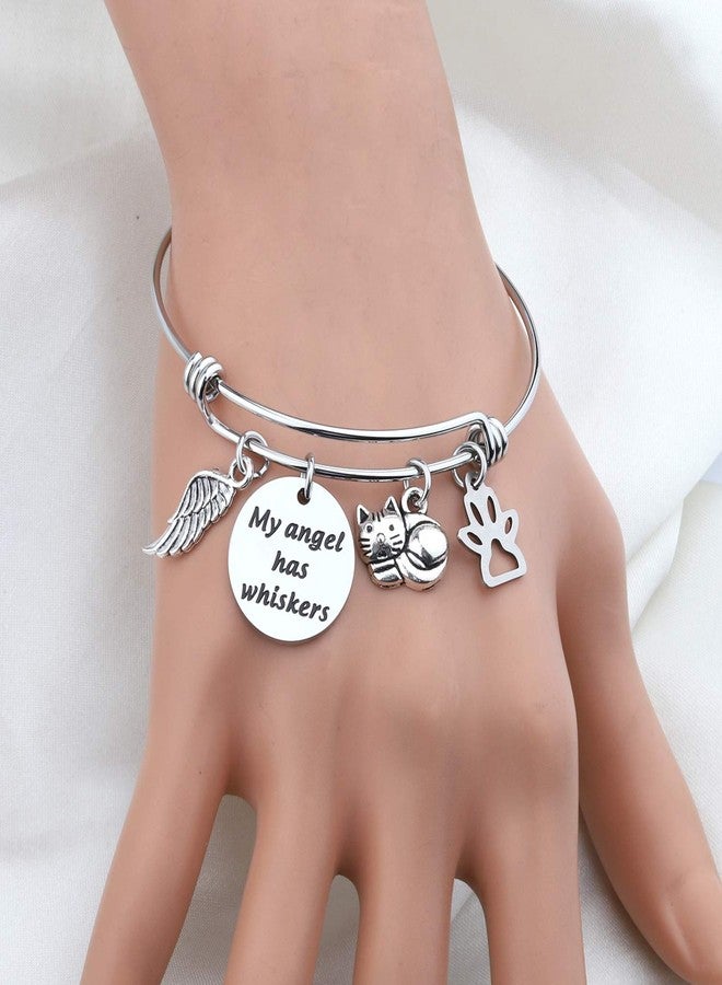 bobauna Pet Memorial Keychain My Angel Has Whiskers Pet Loss Jewelry Sympathy Loss Of Cat Gift For Cat Lover Family Friend (cat whiskers bracelet) - Image 5