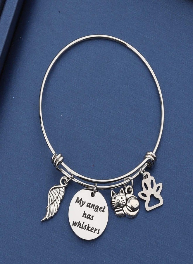 bobauna Pet Memorial Keychain My Angel Has Whiskers Pet Loss Jewelry Sympathy Loss Of Cat Gift For Cat Lover Family Friend (cat whiskers bracelet) - Image 4