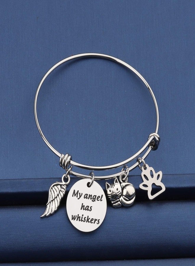 bobauna Pet Memorial Keychain My Angel Has Whiskers Pet Loss Jewelry Sympathy Loss Of Cat Gift For Cat Lover Family Friend (cat whiskers bracelet) - Image 2