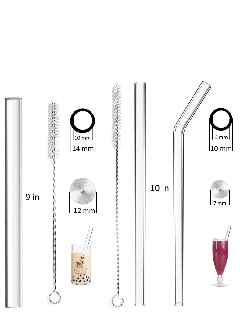 4basix Reusable Glass Straw Including 2 Straight 2 Bent 1 Straw Cleaning Brush Pack of 5 Disposable Borosilicate Glass Straw for Juice Milkshakes Smoothies Coffee - Image 3