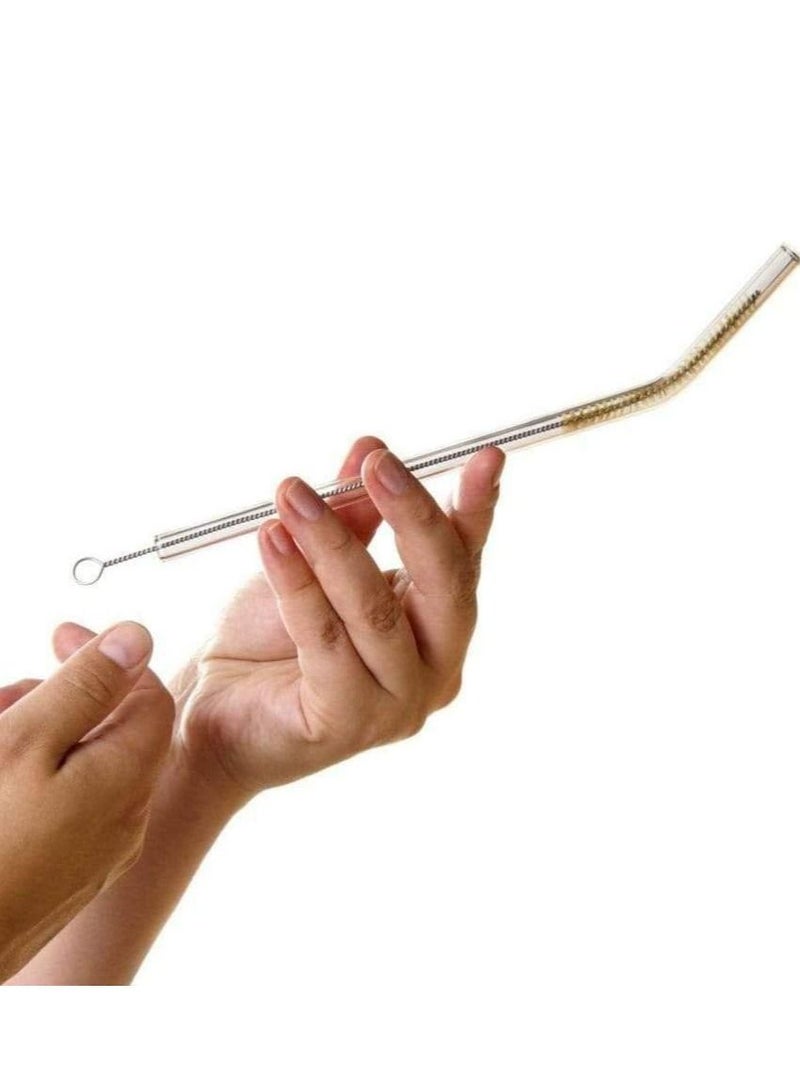 4basix Reusable Glass Straw Including 2 Straight 2 Bent 1 Straw Cleaning Brush Pack of 5 Disposable Borosilicate Glass Straw for Juice Milkshakes Smoothies Coffee - Image 2