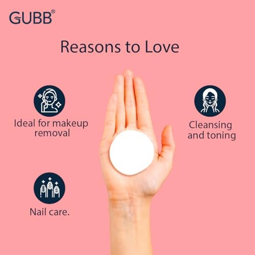 GUBB Hypoallergenic 100% Cotton Pads For Face Cleansing & Makeup Removal - Made of pure cotton | Safe for skin | Suitable for Women | Deep cleansing | Round shape, Non Woven - 100 Makeup Remover Pads, Pack Of 4 - Image 4