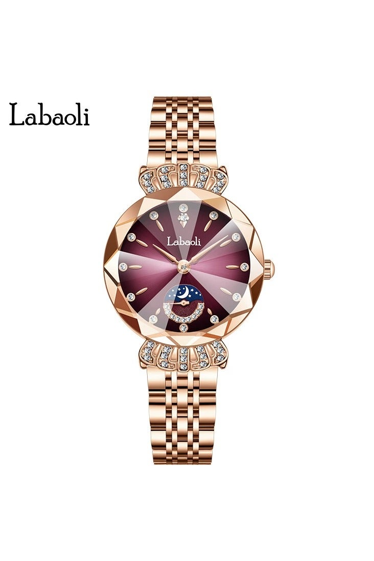 Women's classic style wristwatch, women's stainless steel round dial mechanical watch, fashionable women's watch
