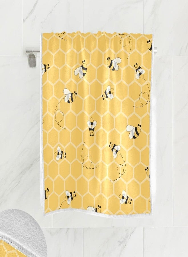 Wamika Funny Bees Honey Hand Bath Towel Shower Towels Set Yellow Bumblebee Beehive Kitchen Hanging Gym Fingertip Bathroom Towel Highly Absorbent - Image 2