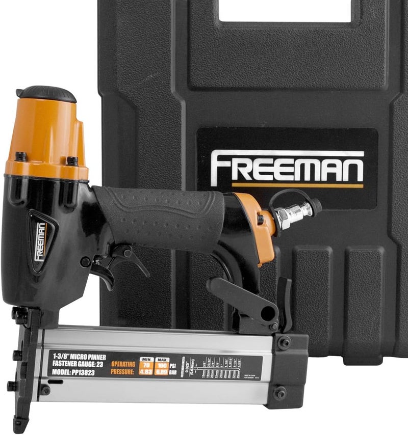 Freeman PP13823 Pneumatic 23-Gauge 1-3/8" Micro Pinner with Case and Belt Hook - Image 1