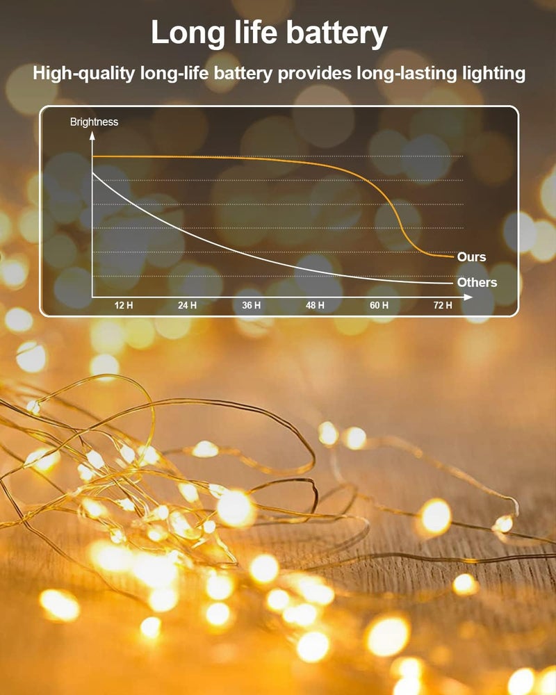 HOBAYS 20 Pack Fairy Lights Battery Operated, 3.3ft 20 LED Mini String Lights Twinkle Lights Copper Wire Firefly Starry Lights for Mason Jars Wedding Party Christmas Centerpiece Table Decorations, Warm White - Image 3