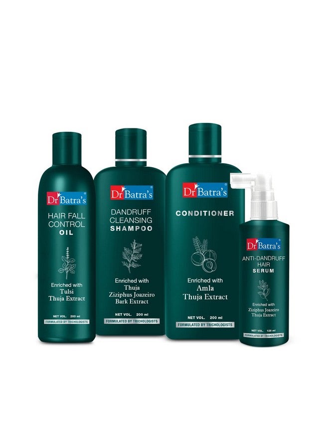 Dr Batra's Anti Dandruff Hair Serum, Conditioner, Hair Fall Control Oil- 200 Ml And Dandruff Cleansing Shampoo - 200 Ml, Best Hair Product Combo For Men & Women (200 Ml, Pack Of 4) - Image 1