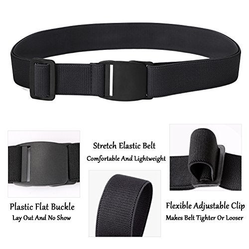 JASGOOD No Show Stretch Belt for Women Easily Adjustable Elastic Flat Buckle Belt - Image 2