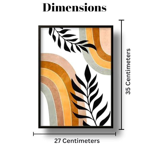 Nozvera Modern Abstract Madhubani Art Painting with Frame | UV Printed, Scratchless Sparkle Laminated | Paintings for Living Room, Home Decor, Bedroom, Office, Hall, Black Textured Frames, Set of 3 - Image 4