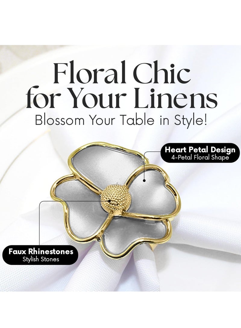 Flower Napkin Rings Elegant Napkin Holders for Paper Napkins and Table Cloths for Casual Dinner  Thanksgiving Decorations Non-Rust Gold Set of 12 - Image 5